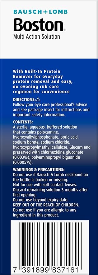 Boston Simplus Multi-Action Solution, 4x 120ml Contact Lens Solution for Rigid Gas Permeable Contact Lenses - Clean, Disinfect & Condition with 4x Lens Cases Hot on Sale