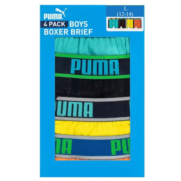 Puma Boy s Boxer Brief-Colors: Turquoise Black Yellow Orange- Pack of 4 Online Hot Sale