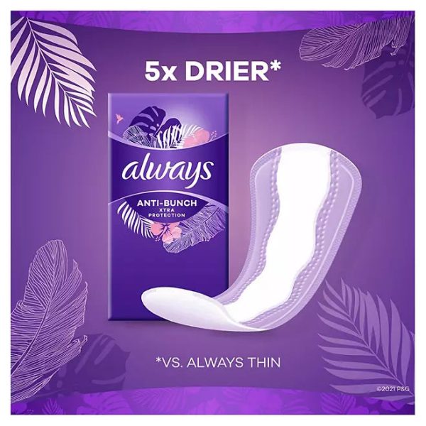 Always Anti-Bunch Xtra Protection Daily Liners, Long, Unscented (200 ct.) on Sale