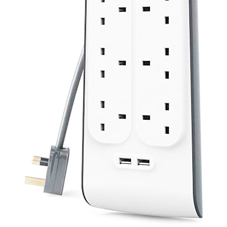 Belkin 8Port Power Extension Strip, 8 Way, 8 Plug Surge Protection Lead, 2Port 2.4A USB Charging Port (2m Cable). Hot on Sale