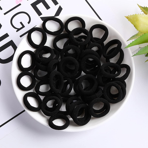 Black Color Tiny Seamless Elastic Hair Bands - 40Pcs Online